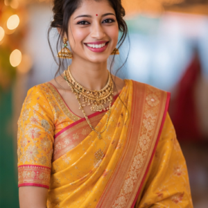 Classic Yellow Banarasi Silk