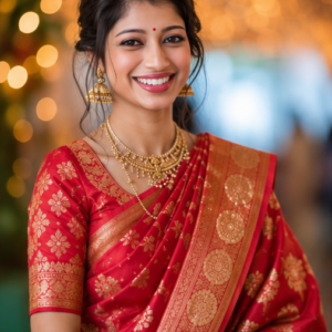 Light Red Banarasi Silk